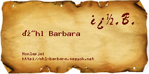 Öhl Barbara névjegykártya
